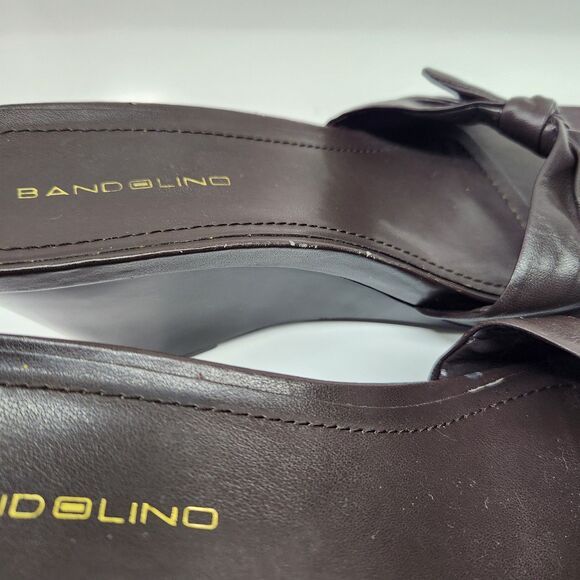 Woman's Bandolino Brown Wedge Open Toe Shoes Size 8.5M Bow Front - Picture 7 of 13